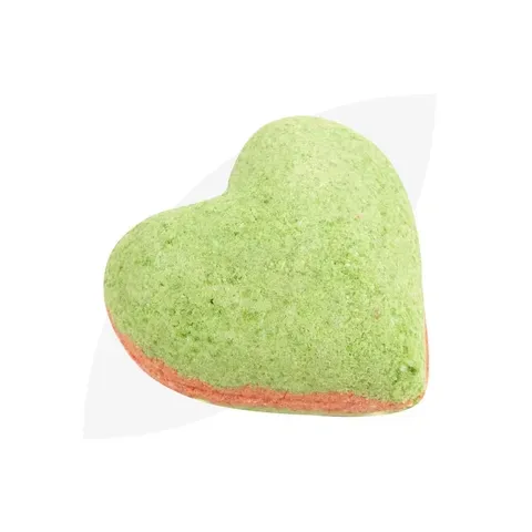 Green and red watermelon bath bomb with fruit accents